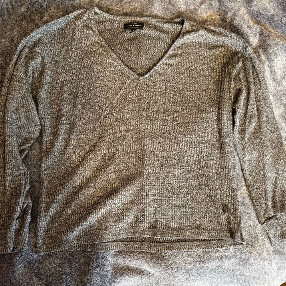 Lucky Brand Heather Gray V-Neck Sweater